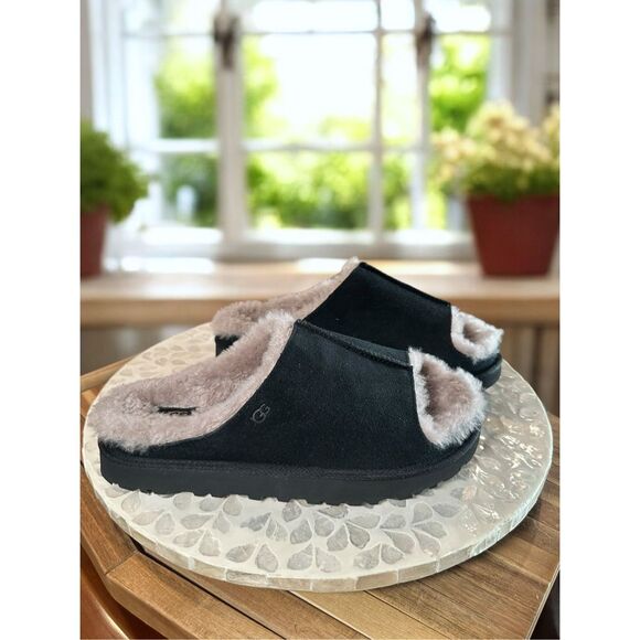 NEW UGG BLACK CLASSIC SHEEPSKIN GREENPORT SLIDE SLIPPERS Women’s Size 9 (EU 40) - Picture 1 of 10